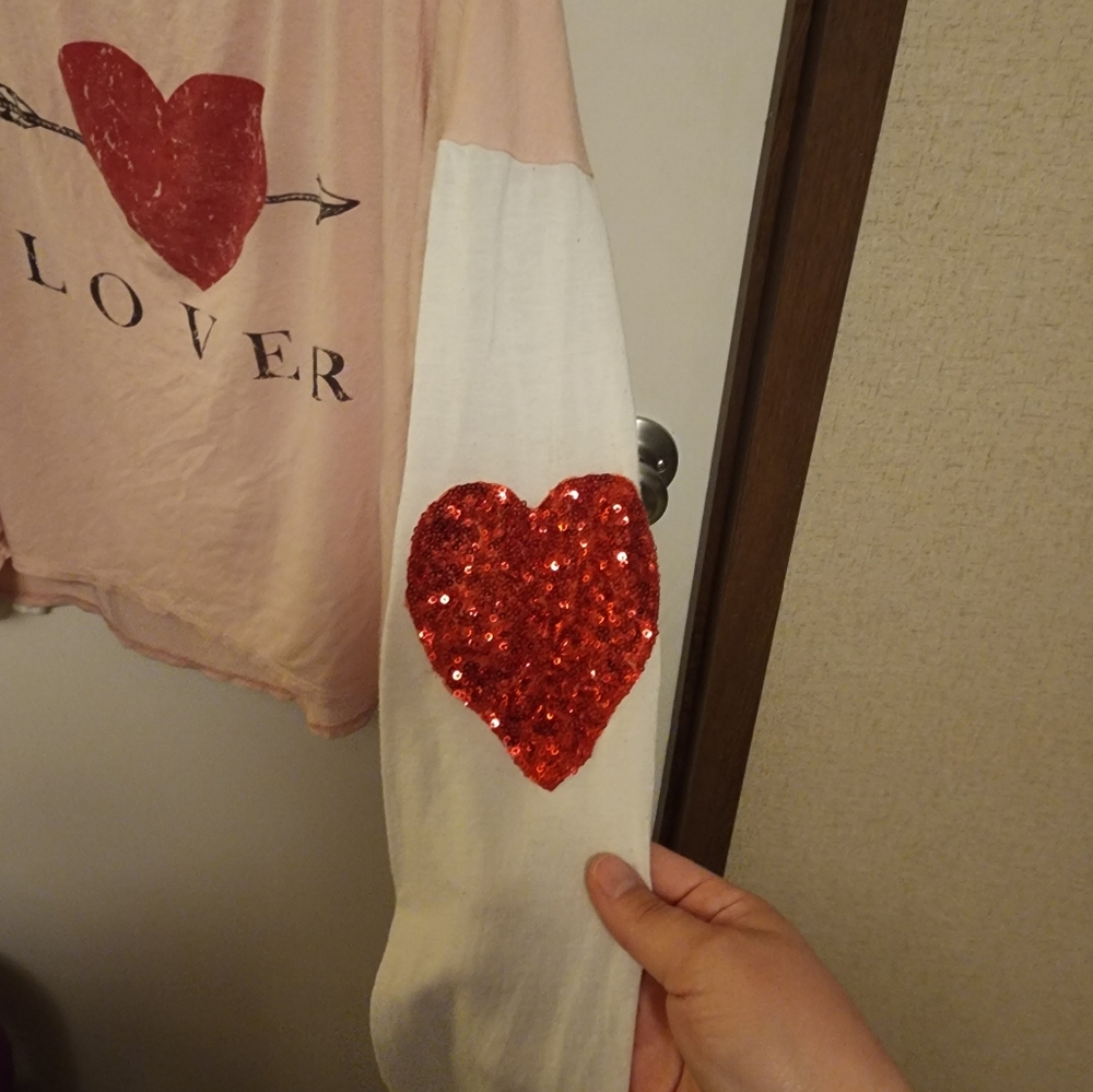 KMC USA Pink with Hearts Oversized Tee Size Lg